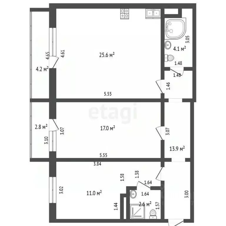 3-к кв. Ханты-Мансийский АО, Нягань 4-й мкр, 23 (74.2 м) - Фото 2