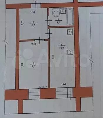 1-к. квартира, 26,3 м, 6/9 эт. - Фото 0