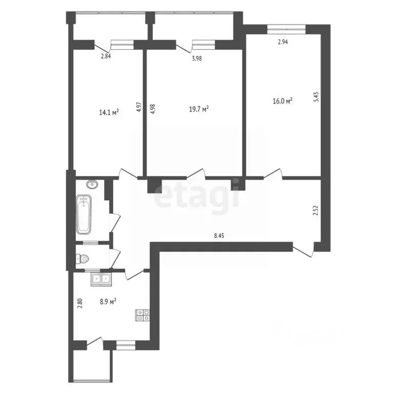 3-к кв. Москва Большая Пироговская ул., 37-43ка (88.3 м) - Фото 0