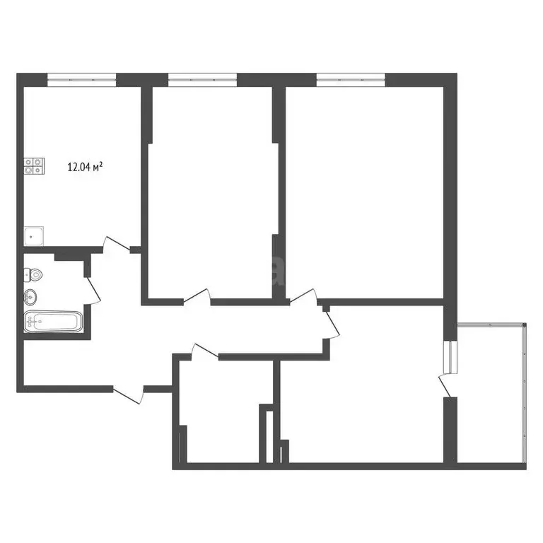 3-комнатная квартира: Тюмень, улица Бакинских Комиссаров, 1 (75.9 м) - Фото 1