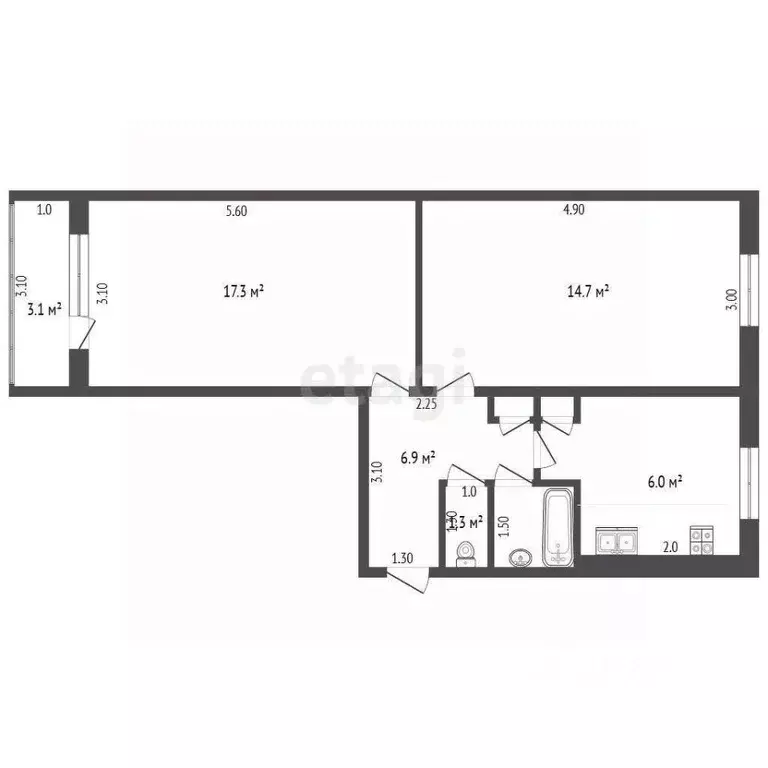 2-к кв. Мордовия, пос. Ромоданово ул. Анны Лусс, 8 (49.9 м) - Фото 2