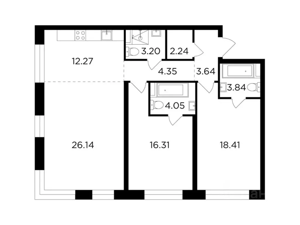 3-к кв. Москва Г мкр, Форивер жилой комплекс, 9 (94.45 м) - Фото 0