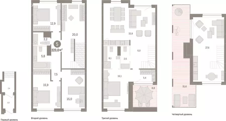 4-комнатная квартира: Тюмень, ЖК Дом у Озера (223.03 м) - Фото 1