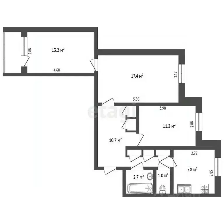 3-к кв. Ямало-Ненецкий АО, Новый Уренгой Дружба мкр, 2/1 (66.0 м) - Фото 2