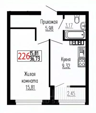 1-к кв. Свердловская область, Екатеринбург ул. Лыжников, 3 (36.5 м) - Фото 0