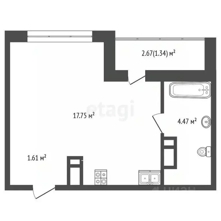 Студия Тюменская область, Тюменский муниципальный округ, д. Патрушева ... - Фото 2