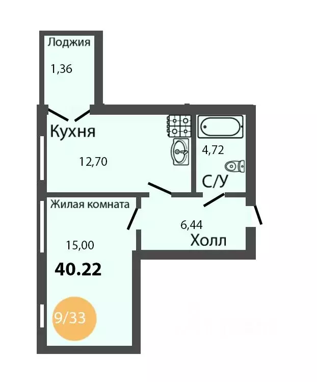 1-к кв. Калининградская область, Пионерский Портовая ул., 5 (40.22 м) - Фото 0