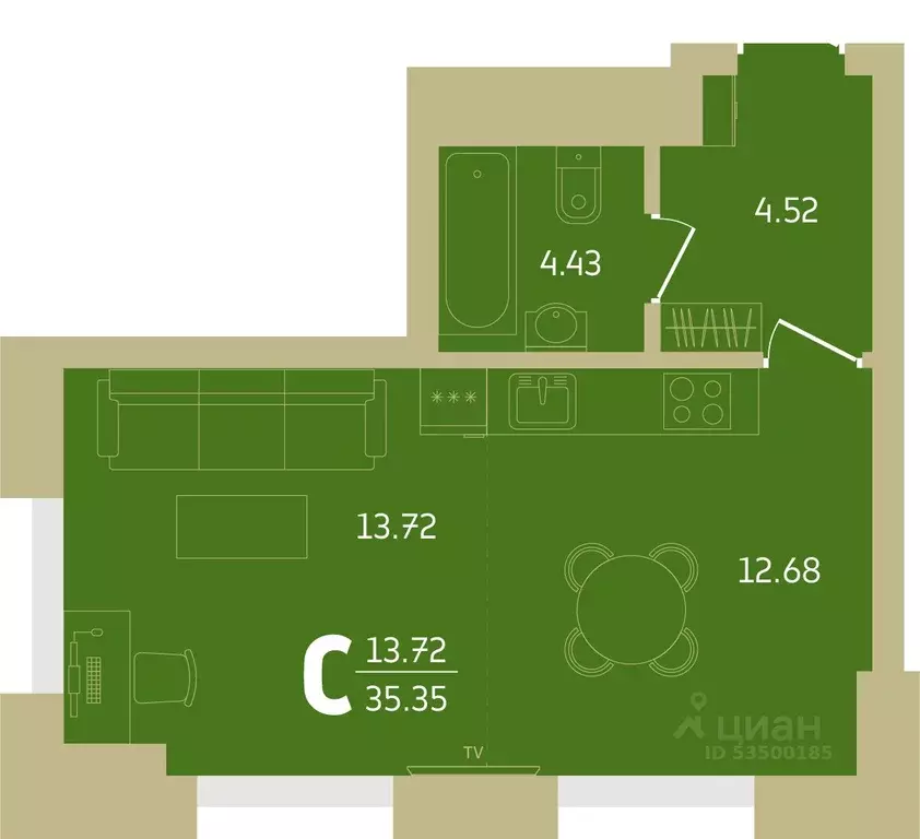 1-к кв. Башкортостан, Уфа Революционная ул., 39/4 (45.23 м) - Фото 1