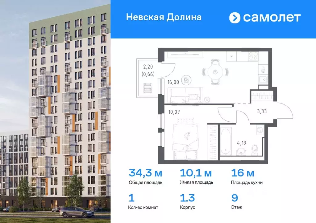 1-к кв. Ленинградская область, Всеволожский район, Свердловское ... - Фото 0