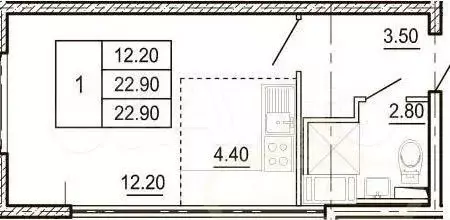 Квартира-студия, 22 м, 4/18 эт. - Фото 0