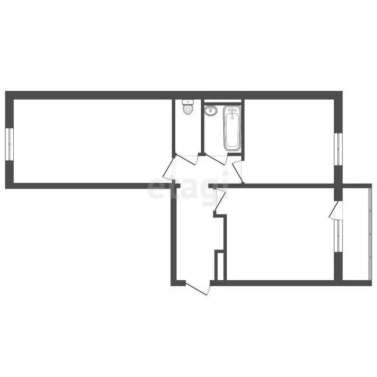 2-комнатная квартира: посёлок Жилгородок, Санинское шоссе, 2 (46.9 м) - Фото 1