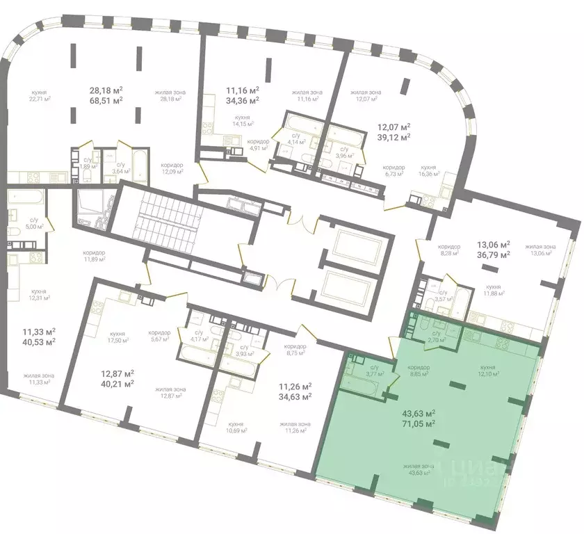 Свободной планировки кв. Нижегородская область, Нижний Новгород ... - Фото 2