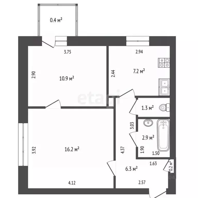 2-к кв. Забайкальский край, Чита пос. Восточный, ул. Назара Губина, 35 ... - Фото 2