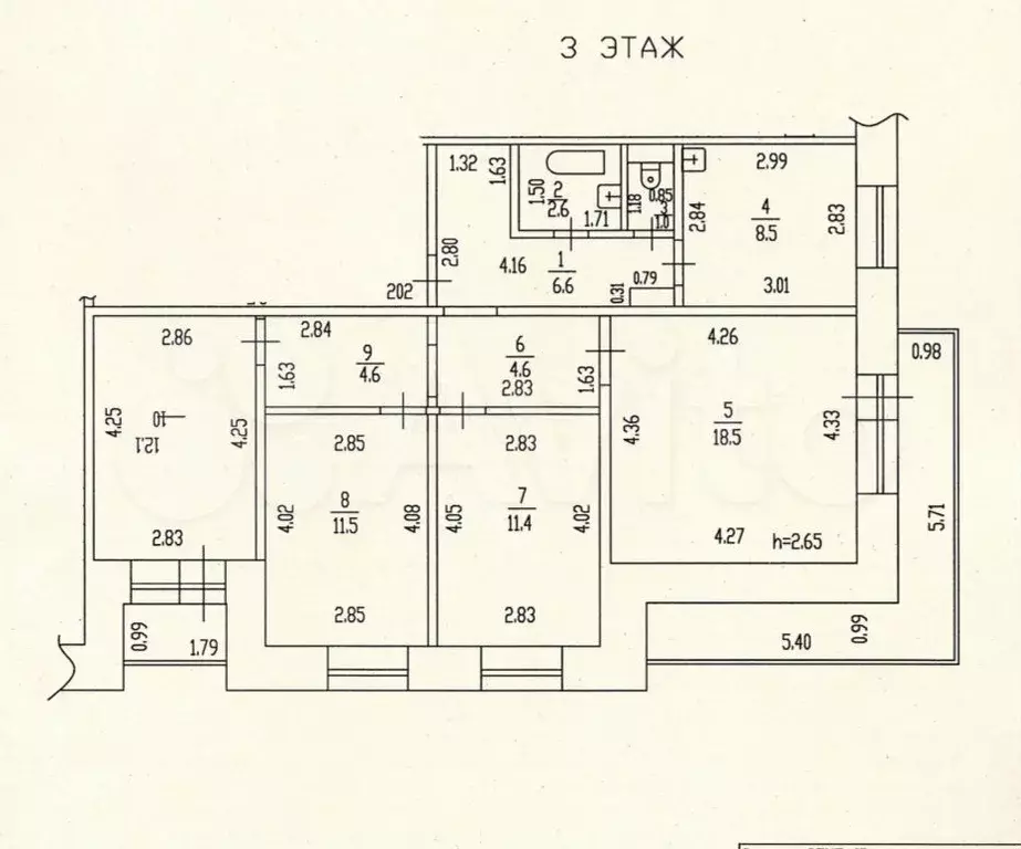 4-к. квартира, 81 м, 3/13 эт. - Фото 0