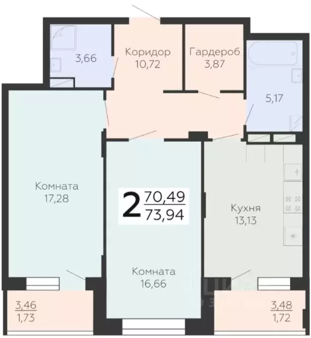 2-к кв. Воронежская область, Воронеж Электросигнальная ул., 9Ак2 ... - Фото 1