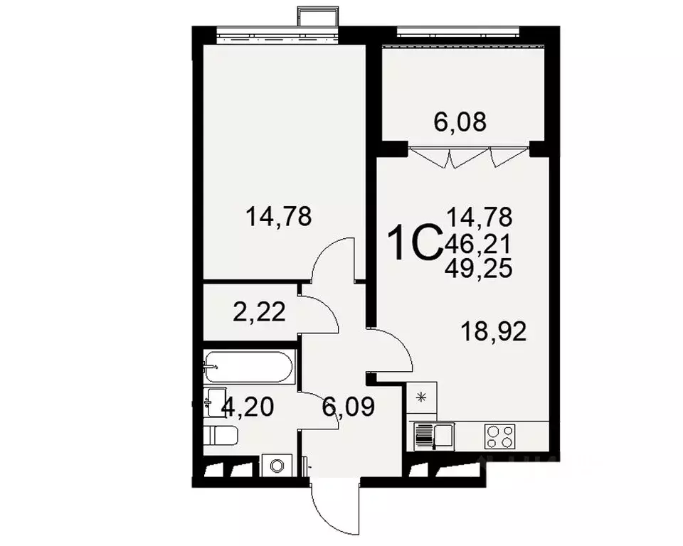 1-к кв. Тульская область, Тула Путейская ул., 11 (46.21 м) - Фото 0