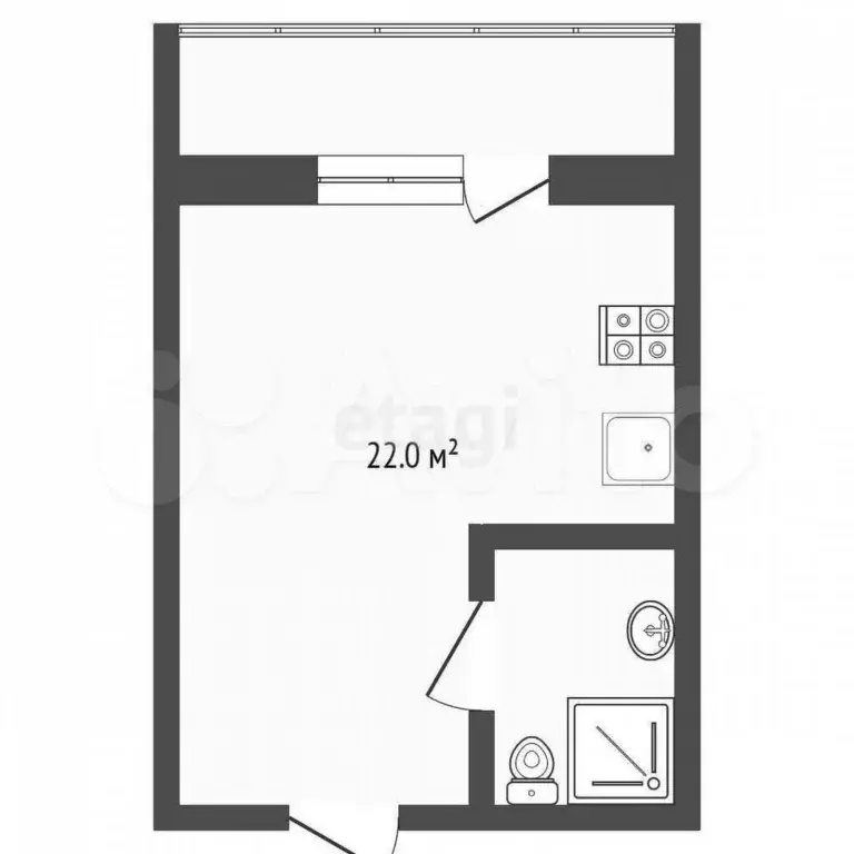Квартира-студия, 22,7 м, 1/10 эт. - Фото 0