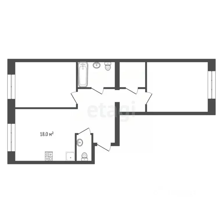 2-к кв. Тюменская область, Тюмень ул. Республики, 204к10 (70.3 м) - Фото 1