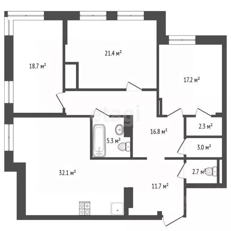 4-к кв. Тюменская область, Тюмень ул. Мельникайте, 30к2 (132.2 м) - Фото 2