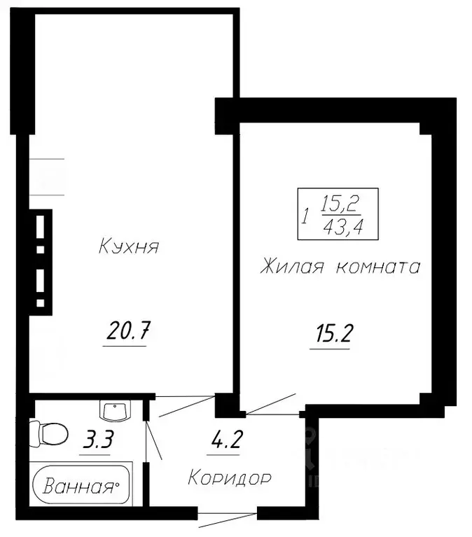 1-к кв. Ставропольский край, Ессентуки  (43.4 м) - Фото 0