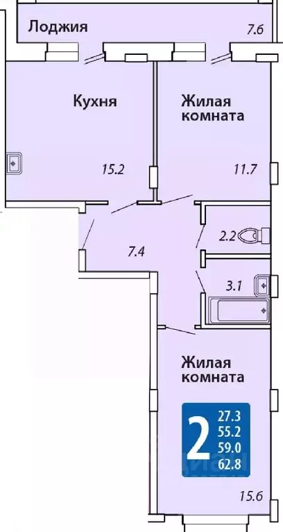 2-к кв. Чувашия, Новочебоксарск Советская ул., поз8 (59.0 м) - Фото 0