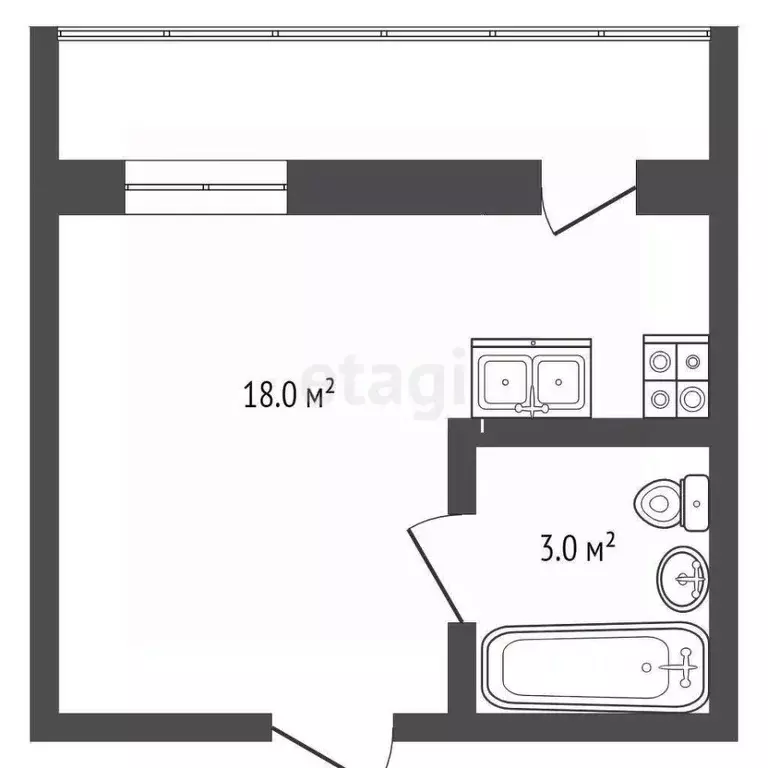 Студия Севастополь ул. Токарева, 18Г (21.5 м) - Фото 1