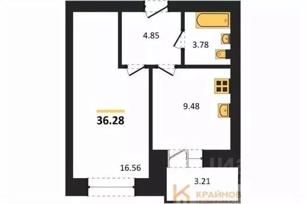 1-к кв. Воронежская область, Воронеж ул. Курчатова, 32 (34.7 м) - Фото 0