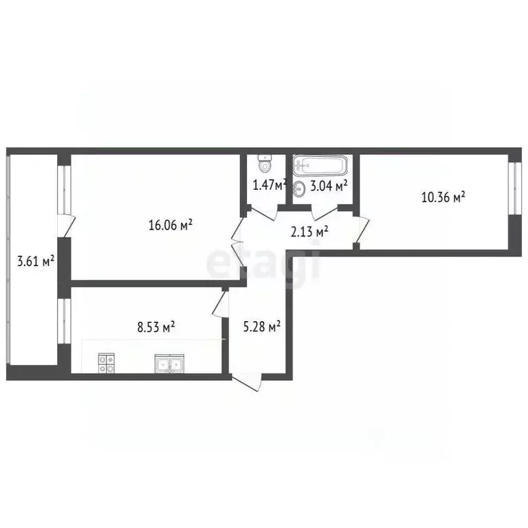 2-к кв. Вологодская область, Череповец Ленинградская ул., 43 (47.7 м) - Фото 1