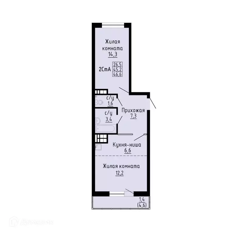 Продаётся квартира-студия, 44.7 м - Фото 0