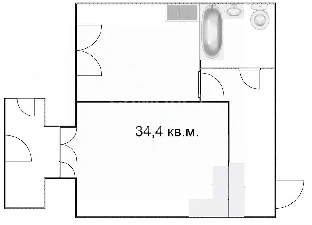 1-к кв. Томская область, Томск Алтайская ул., 89 (34.3 м) - Фото 2