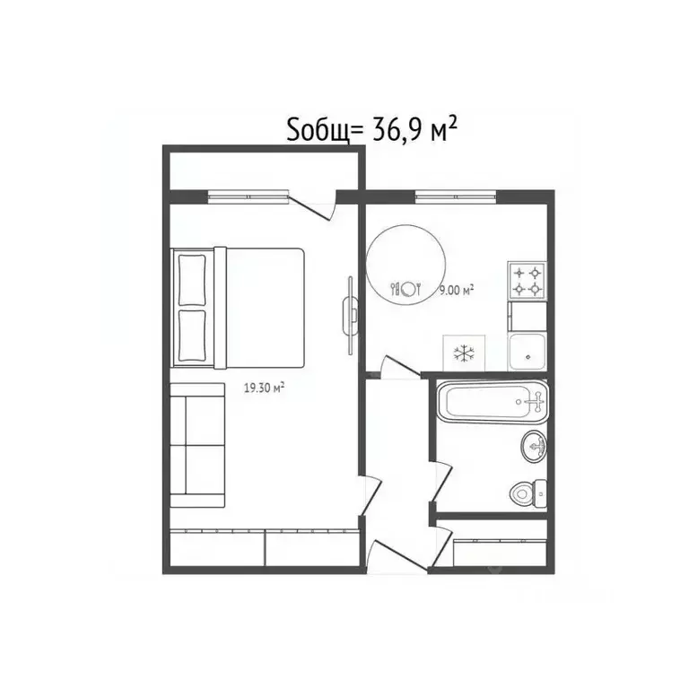 1-к кв. Брянская область, Брянск ул. Брянского Фронта, 10/1 (36.9 м) - Фото 2