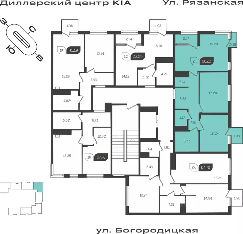 2-к кв. Тульская область, Тула ул. Богородицкая, 8В (68.23 м) - Фото 1