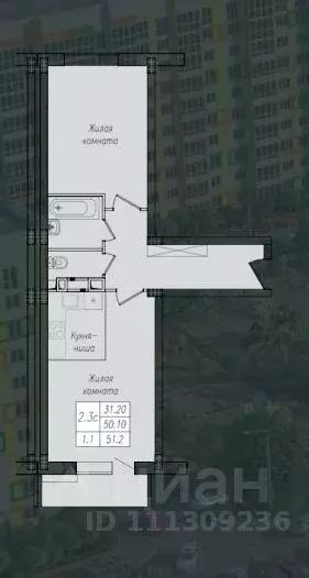 2-к кв. Курская область, Курск ул. Энгельса, 158 (51.2 м) - Фото 0