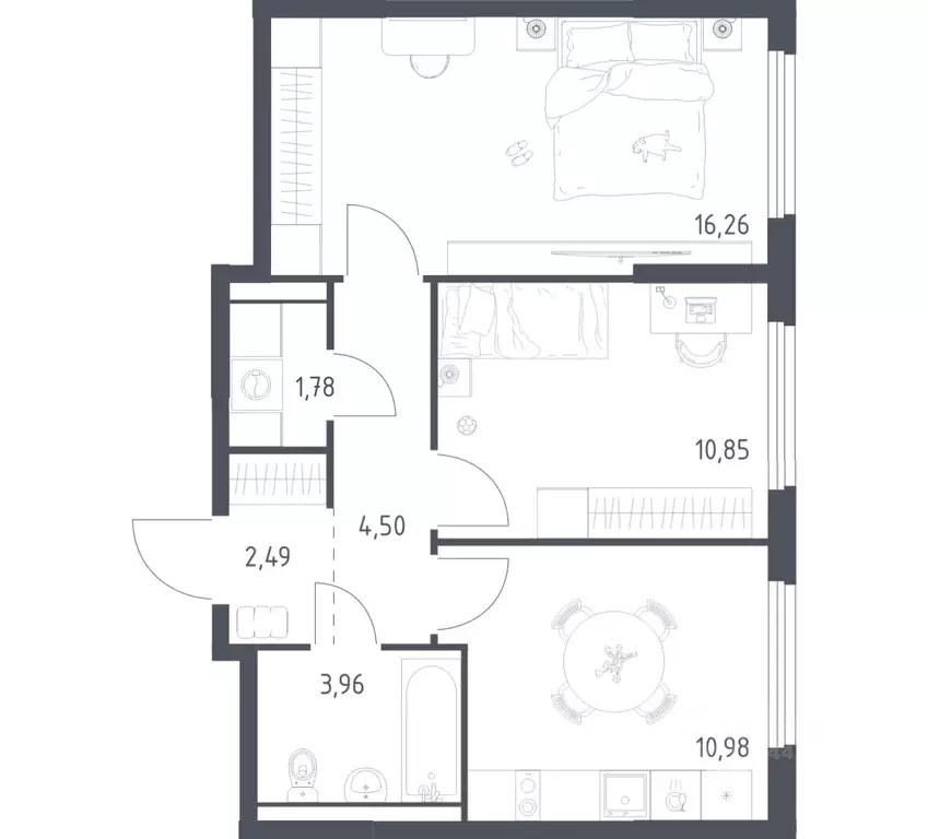 2-к кв. Московская область, Ленинский городской округ, Мисайлово пгт, ... - Фото 1