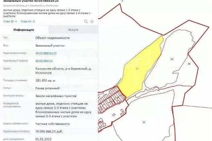 Участок в Калужская область, Боровский муниципальный округ, Ворсино ... - Фото 1