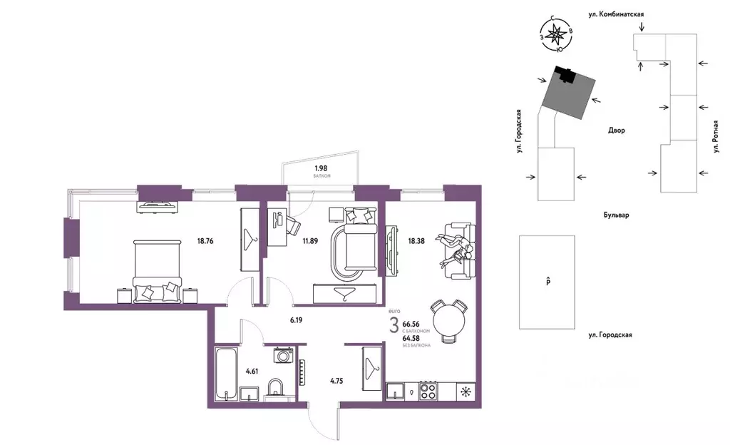 3-к кв. Свердловская область, Екатеринбург муниципальное образование, ... - Фото 1