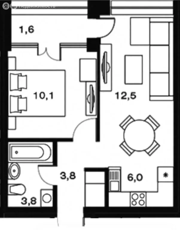 2-комнатная квартира: Уфа, улица Менделеева, 134 (37.8 м) - Фото 1