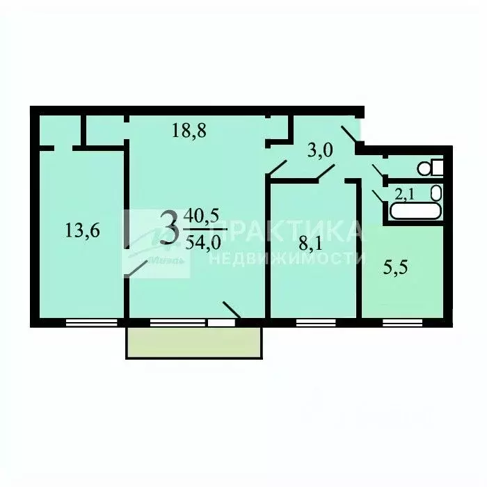 3-к кв. Московская область, Дзержинский ул. Шама, 2 (54.4 м) - Фото 2