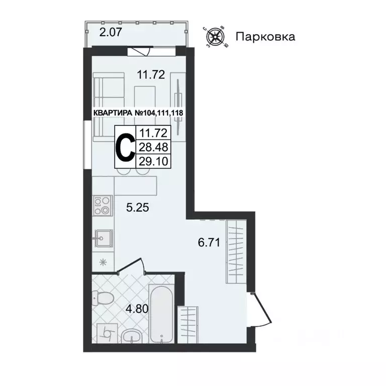 1-к кв. Владимирская область, Муром ул. 1-я Новослободская (29.1 м) - Фото 0