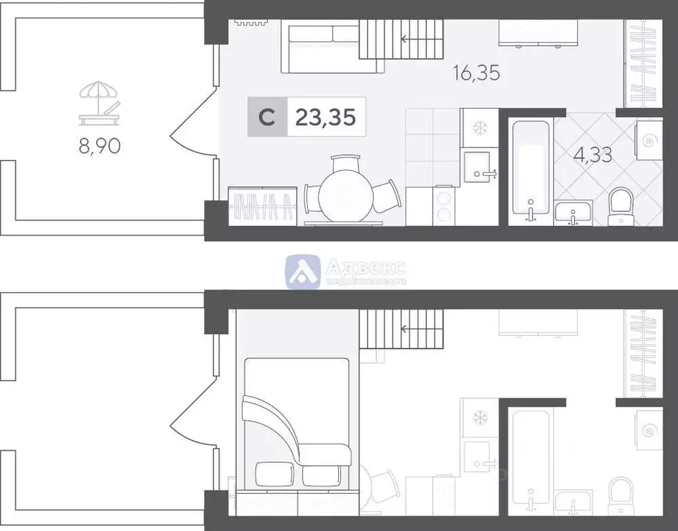Студия Тюменская область, Тюмень ул. Сергея Корепанова, 34 (29.58 м) - Фото 2