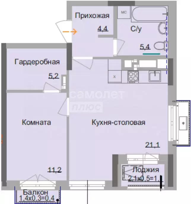 1-комнатная квартира: Ижевск, улица имени В.С. Тарасова, 2 (50.8 м) - Фото 0