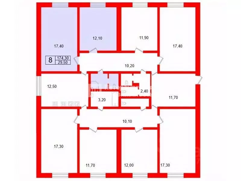 Комната Санкт-Петербург ул. Подвойского, 48к1 (29.5 м) - Фото 2