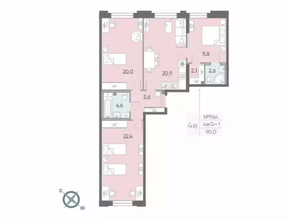 3-комнатная квартира: Санкт-Петербург, улица Дыбенко, 3 (90 м) - Фото 1