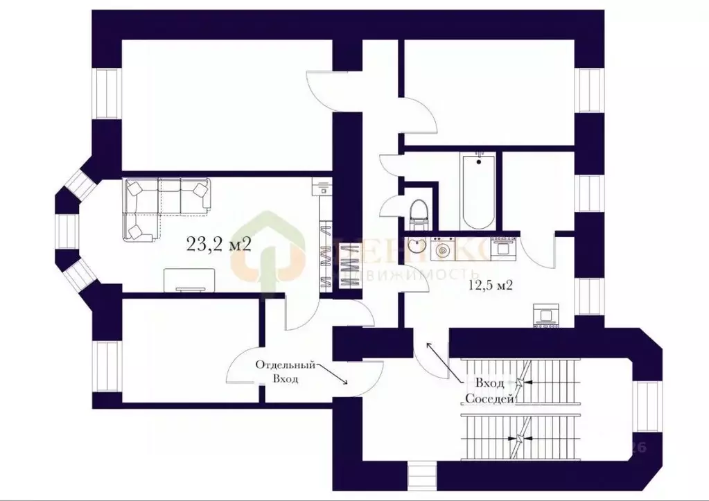 Комната Санкт-Петербург Петрозаводская ул., 10 (23.2 м) - Фото 1