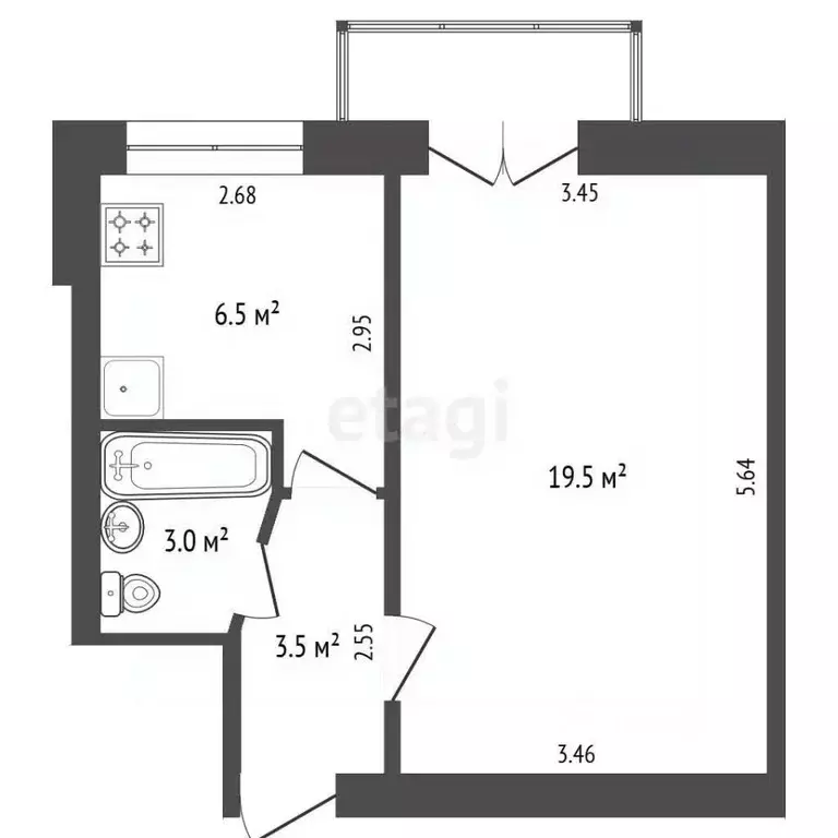 1-к кв. Крым, Феодосия бул. Старшинова, 12 (32.5 м) - Фото 2