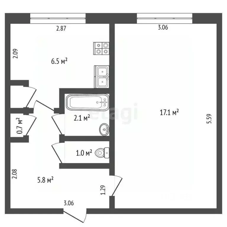 1-к кв. Мордовия, Саранск ул. Н. Эркая, 36 (33.2 м) - Фото 1