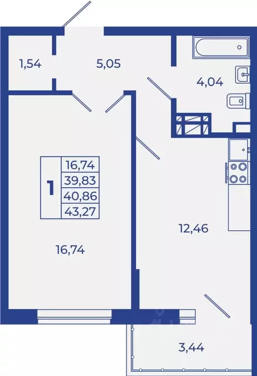 1-к кв. Ростовская область, Новочеркасск  (43.27 м) - Фото 1