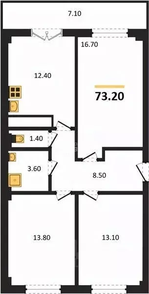 3-к кв. Воронежская область, Воронеж Цимлянская ул., 10В/2 (73.2 м) - Фото 1