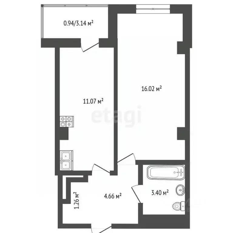 1-к кв. Ростовская область, Ростов-на-Дону просп. 40-летия Победы, ... - Фото 2