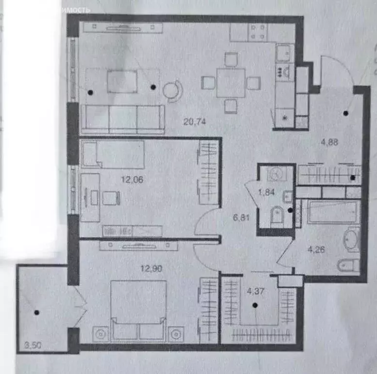 3-комнатная квартира: Липецк, Депутатская улица, 60 (67.86 м) - Фото 0
